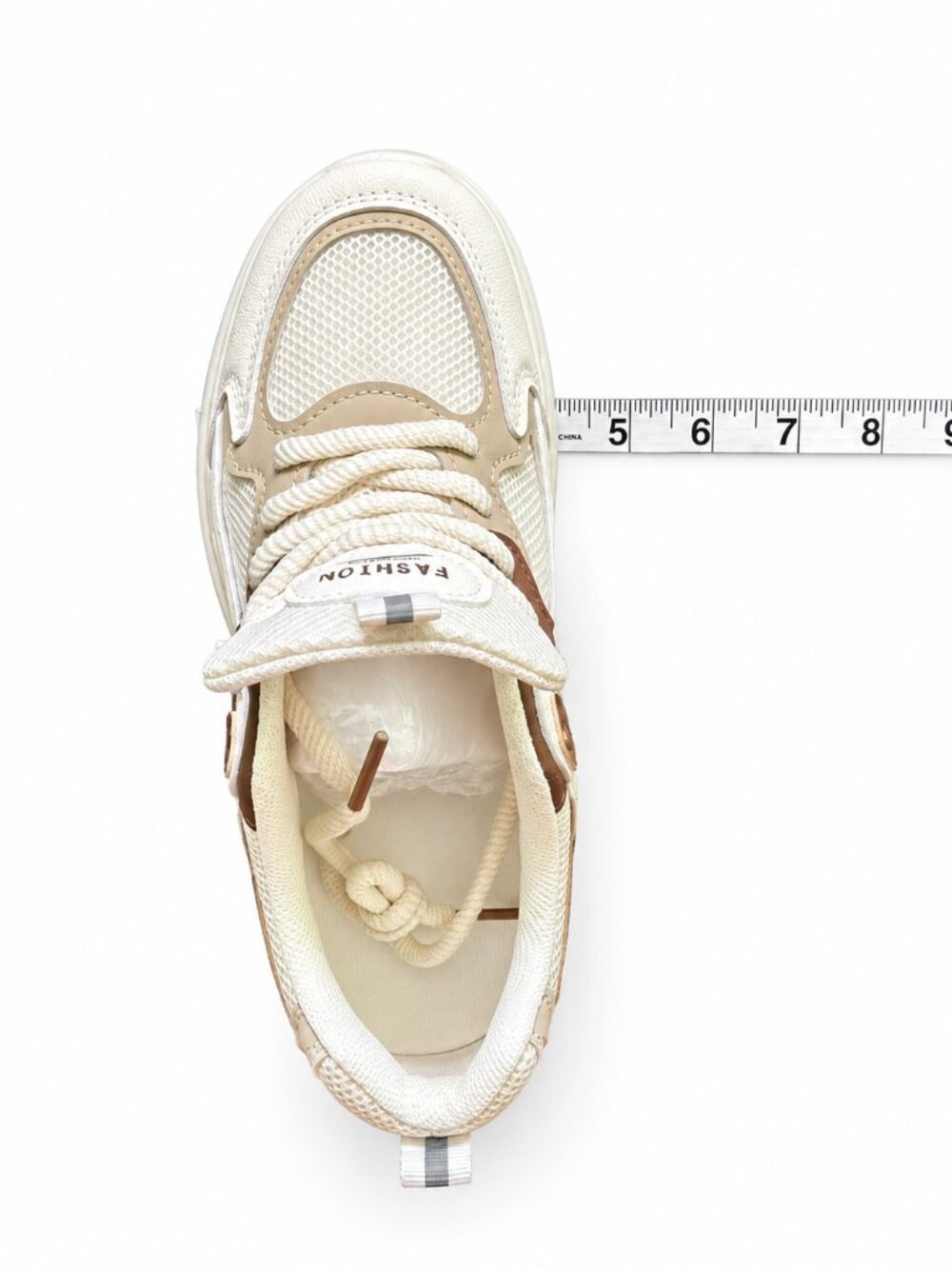 NEW Cream Beige Brown Chunky Mesh Sneakers EU 36 - Picture 6 of 8
